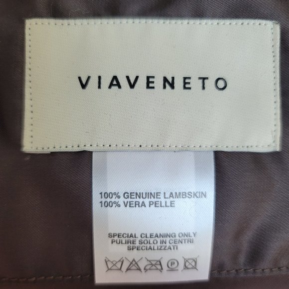 VIAVENETO Delilah Curly Lambskin Shearling Large Pouch/Wristlet- Chocolate Brown - Picture 14 of 16